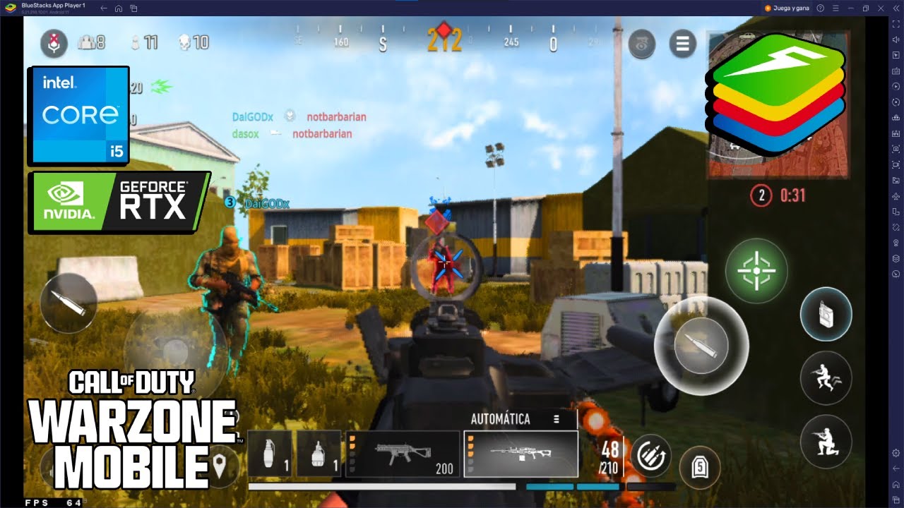 WARZONE MOBILE (+60FPS)😱| Bluestacks 5.21.218.1001 | Configuraci&oacute;n + Gameplay + Mapeado BS