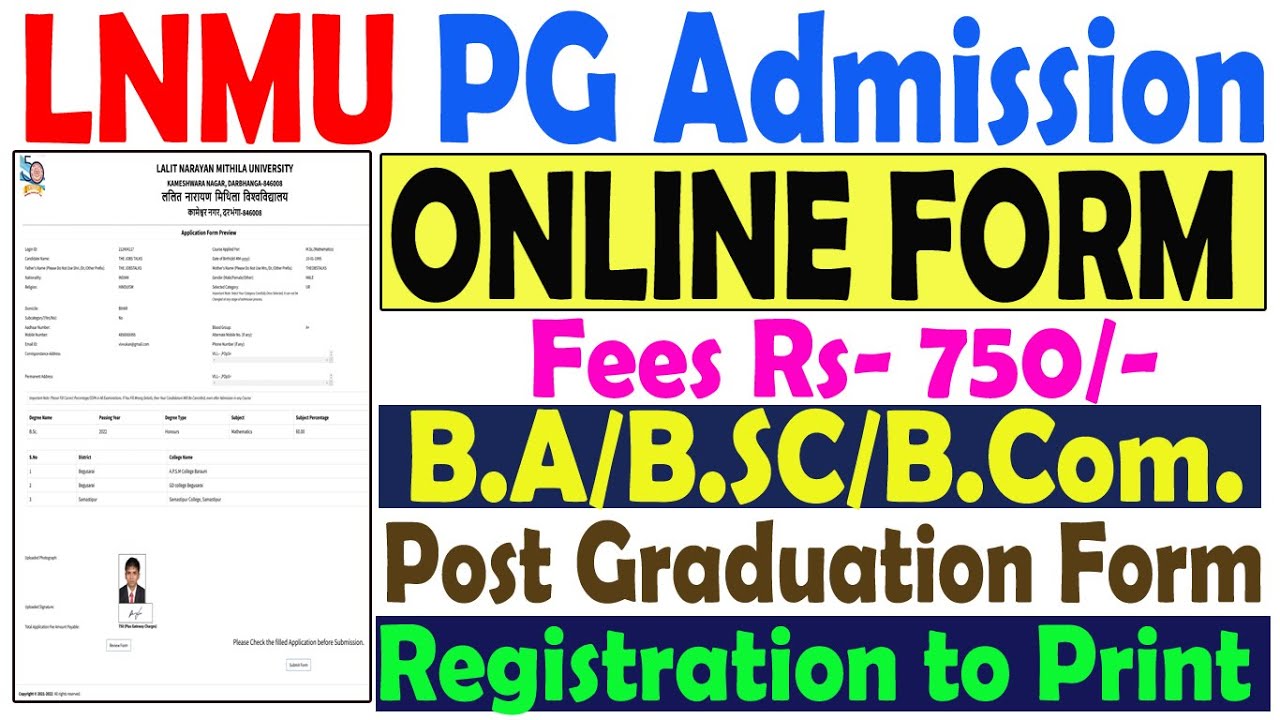 LNMU PG ADMISSION 2021-23 ||LNMU Pg Admission Form 2022 Kaise Bhare|| LNMU PG FORM 2022 Form Online