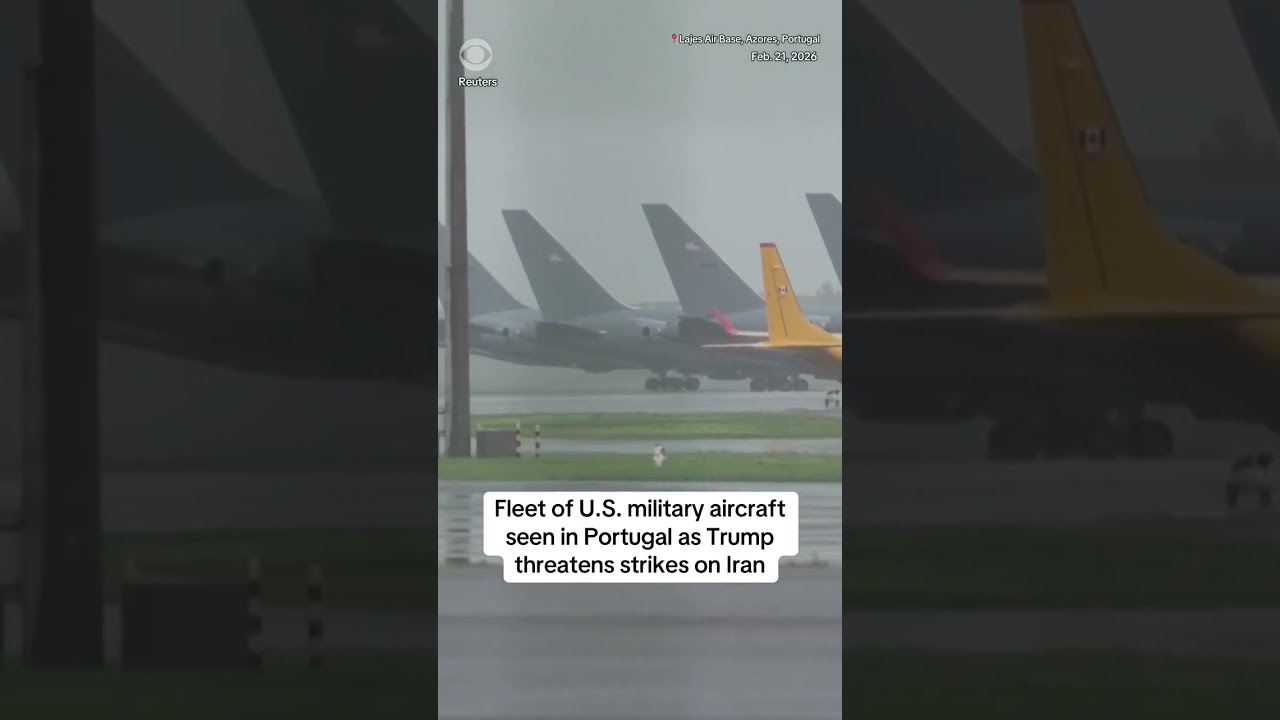 Fleet of U.S. military planes seen in Portugal as Trump warns Iran about possible strikes #shorts
