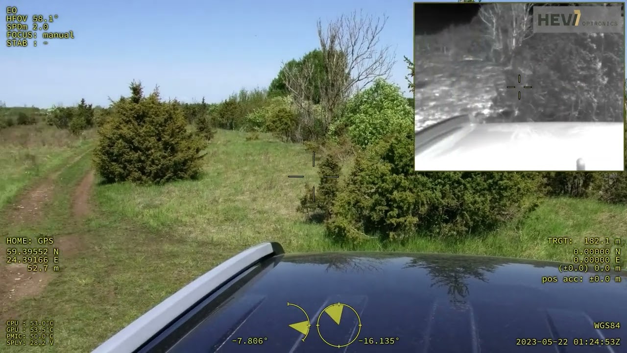 HEVI Optronics - HeviTrack S gyrostabilized electro optical system on a 4x4 vehicle