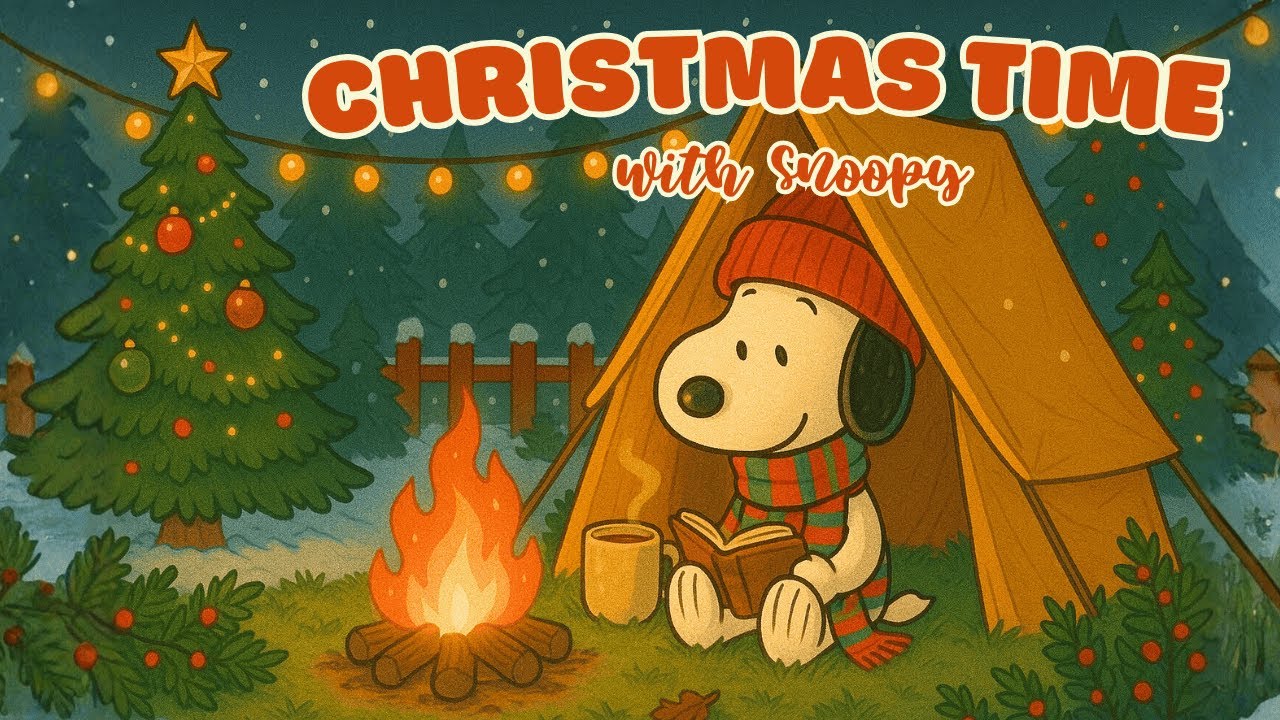 Cozy Winter Lofi with Snoopy 🎄🔥 | Campfire Night, Relax, Study & Sleep Music