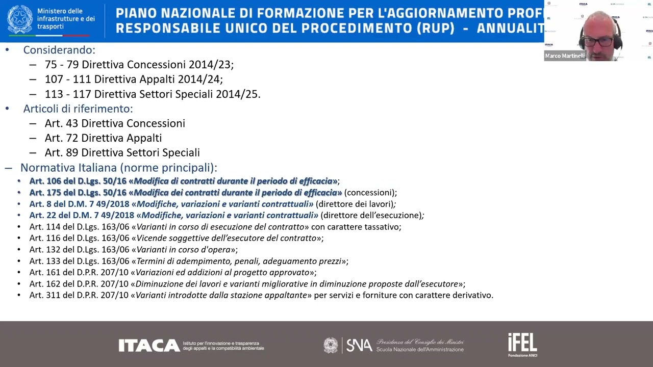 26/06/2023 - Modifiche contrattuali e adempimenti (SERVIZI E FORNITURE) - Avv. M. Martinelli