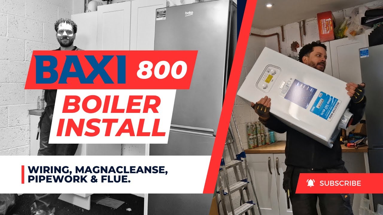 Установка котла Baxi 800 System с фильтром, дымоходом и системой Magnacleanse