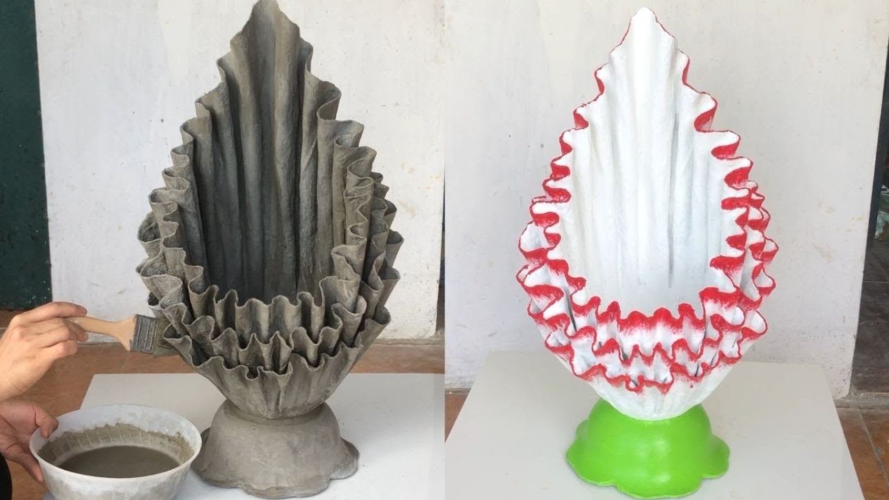 Super Unique Three-Tiered Vase Made From Fabric And Cement