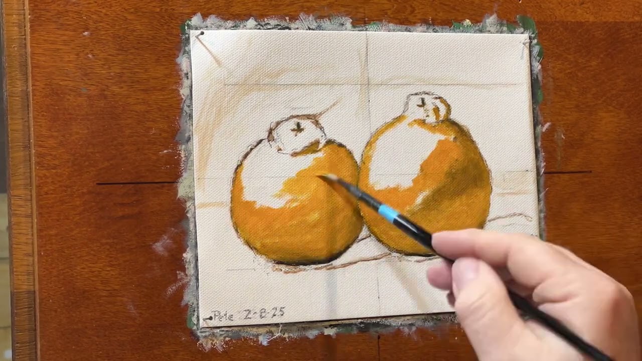 &ldquo;Sumo mandarins&rdquo; 6&rdquo;x8&rdquo; oil on canvas time lapse painting