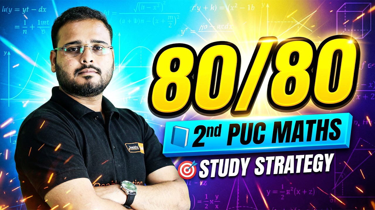 2nd PUC Maths 80/80 Strategy 🚀 | Full Marks Study Plan for Maths 2nd PUC Boards 2026 💯