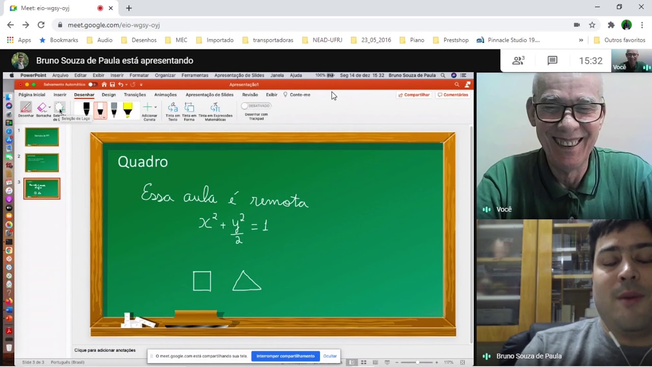 Aula com o PowerPoint utilizando a mesa digitalizadora