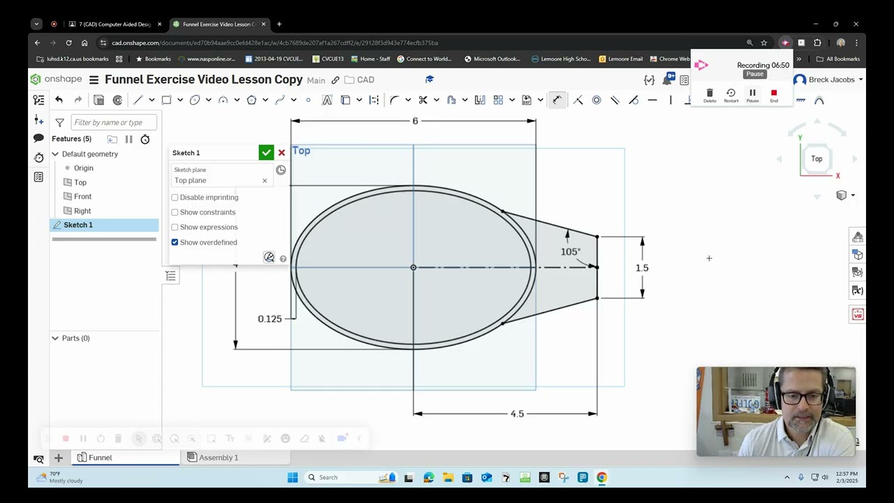 Onshape Introduction to Part Studios Funnel Exercise
