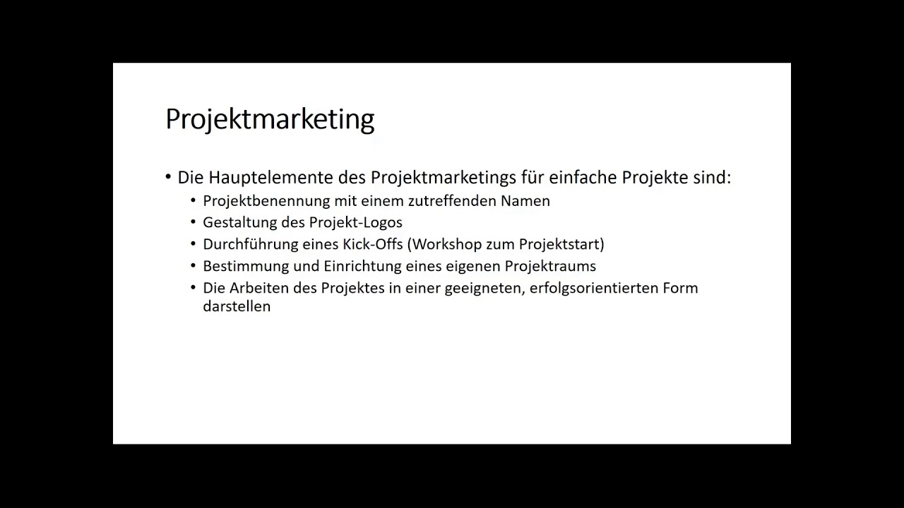 Hauptelemente - Projektmarketing