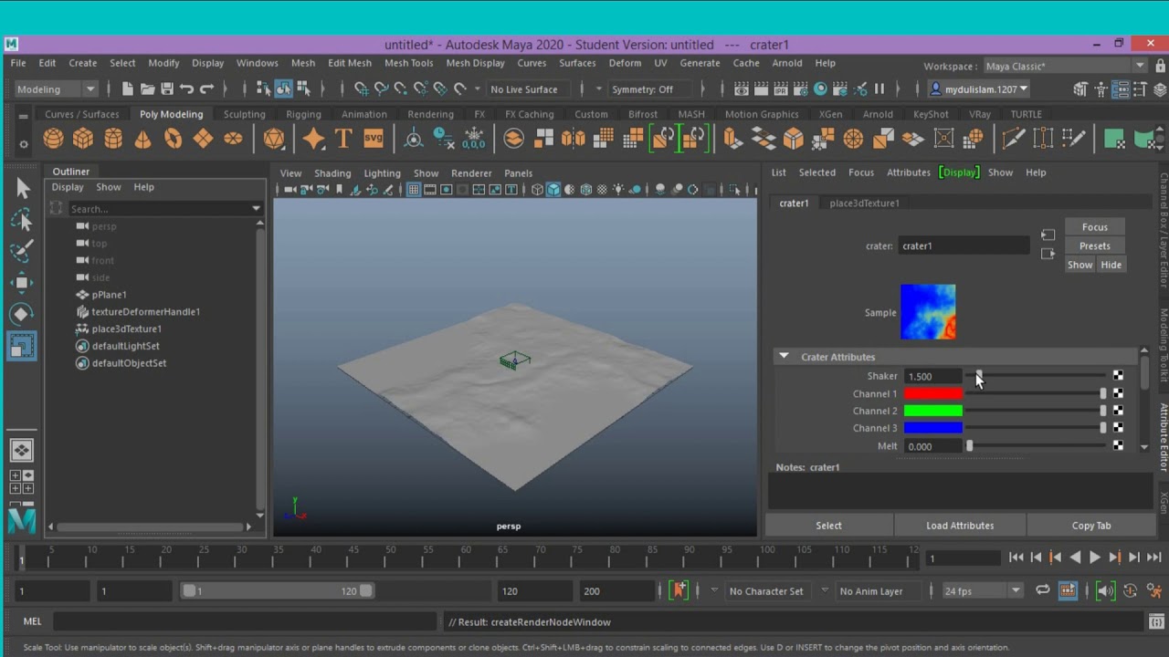 How to create a terrain in quick way in maya 2020