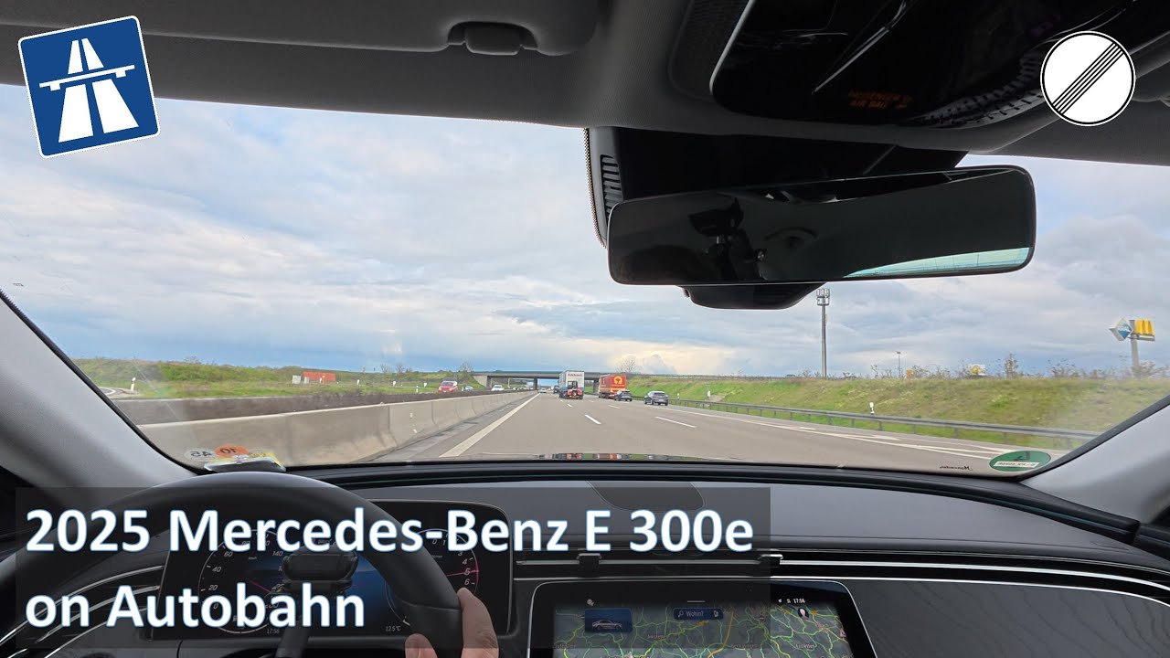 Mercedes Benz E 300e PHEV - Autobahn POV fast run to topspeed & short walkaround
