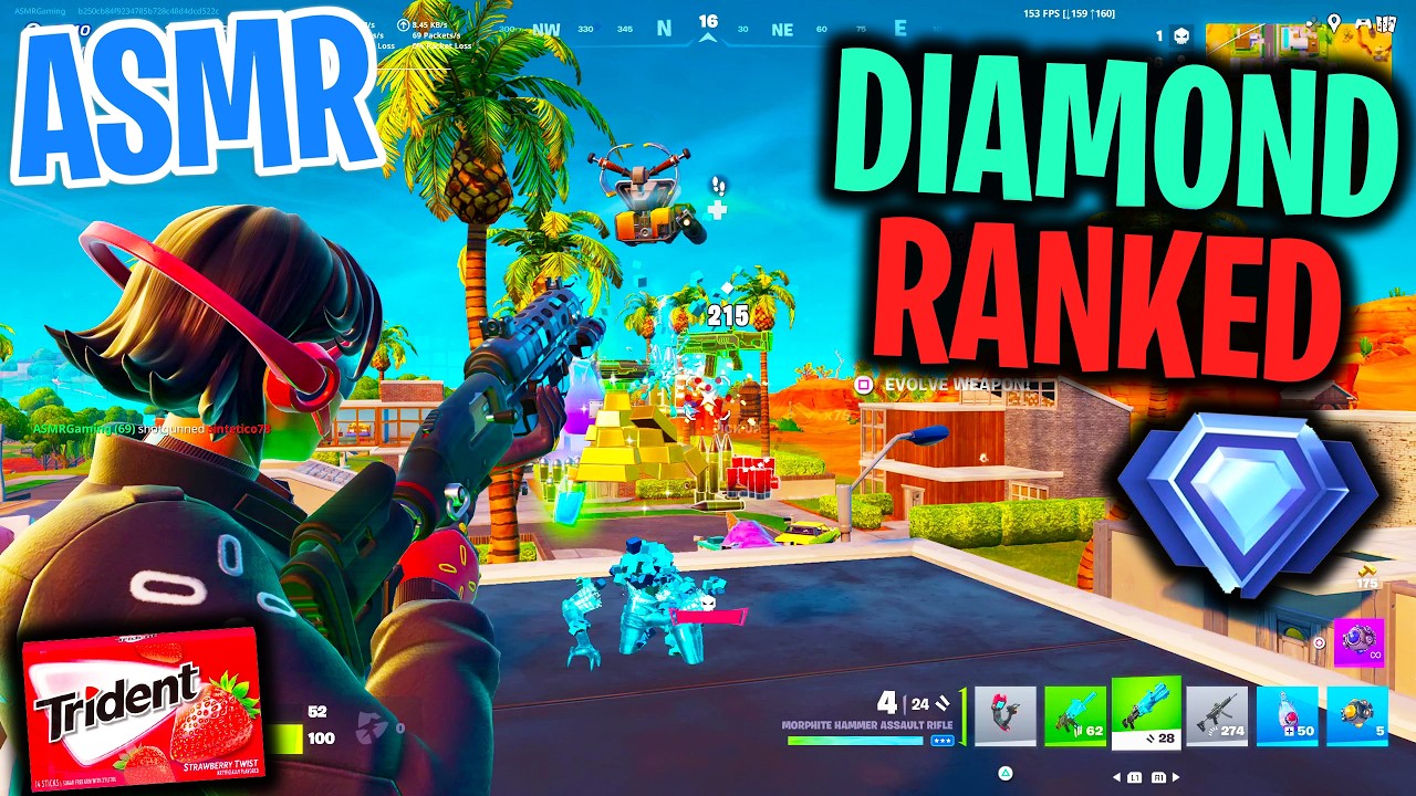 ASMR Gaming 😴 Fortnite Diamond Rank is Tryhard! Gum Chewing 🎮🎧 Controller Sounds + Whispering 💤
