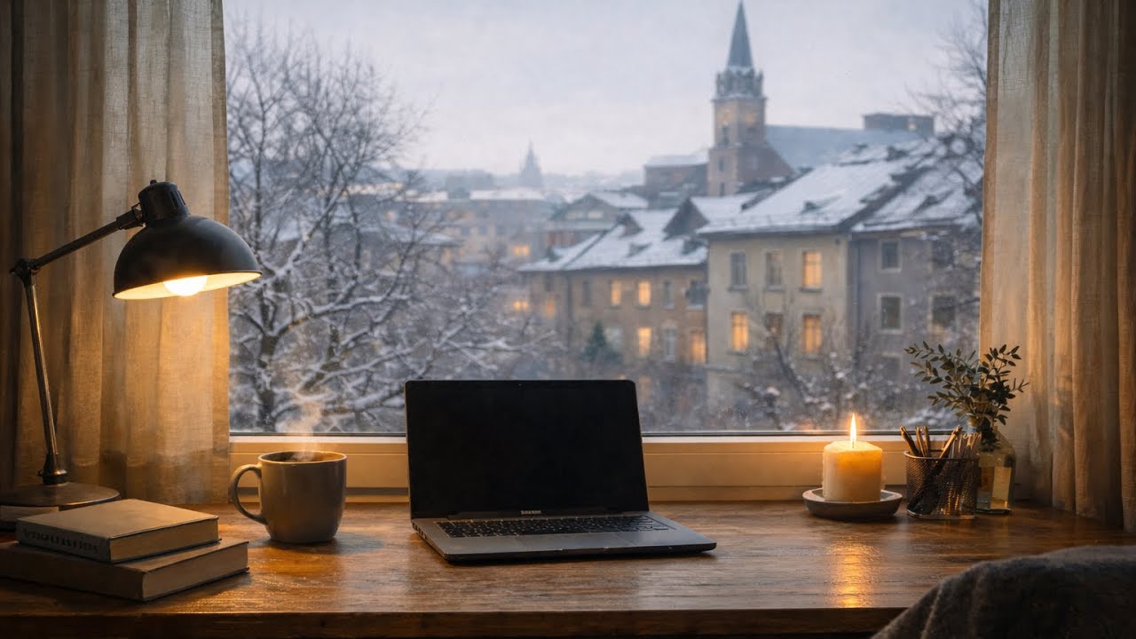 Quiet Winter Focus ❄️Soft Ambient Background for Work & Reading (1 Hour)