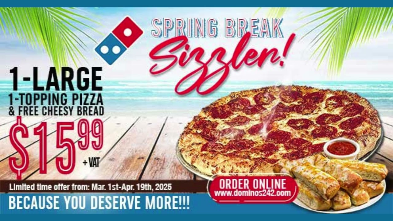 🌴 Spring Break Sizzler&mdash;Pizza & Cheesy Bread for $15.99!