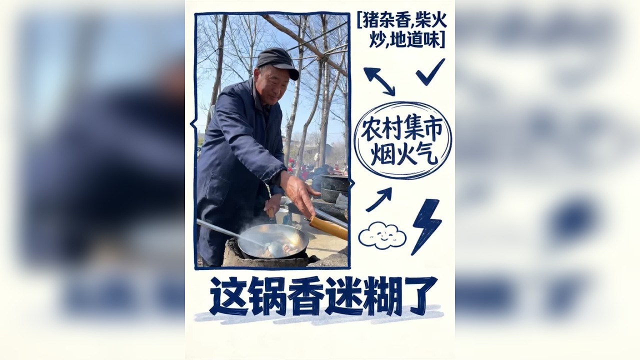 农村集市烟火气，这锅猪杂香迷糊了