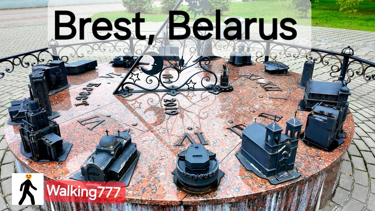 Walking Tour of Brest, Belarus/4k/Subtitles.