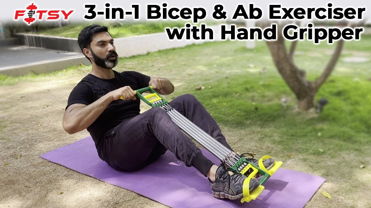FITSY 3 in 1 Tummy Trimmer Ab Exerciser With Inbuilt Hand Gripper | Home Workout Equipment