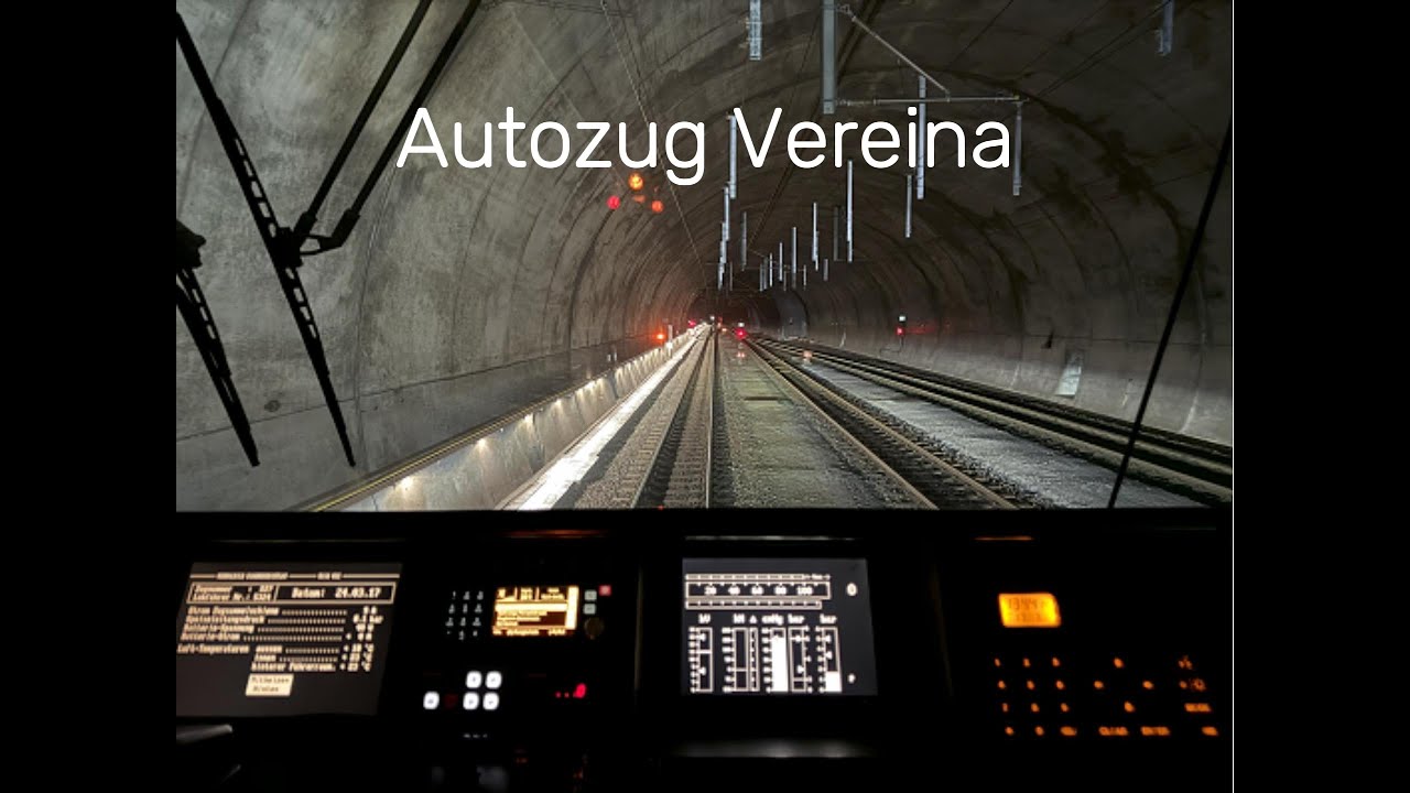 Führerstandsfahrt Autozug im Vereinatunnel