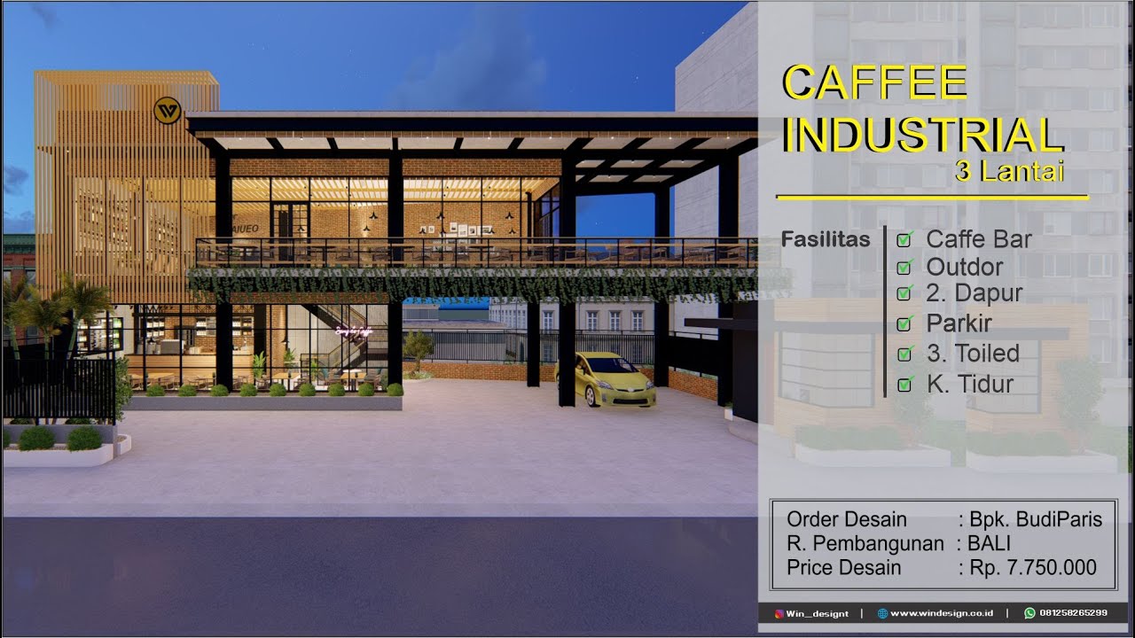 DESAIN CAFFE 21M x 13 METER INDUSTRIAL BESI WF