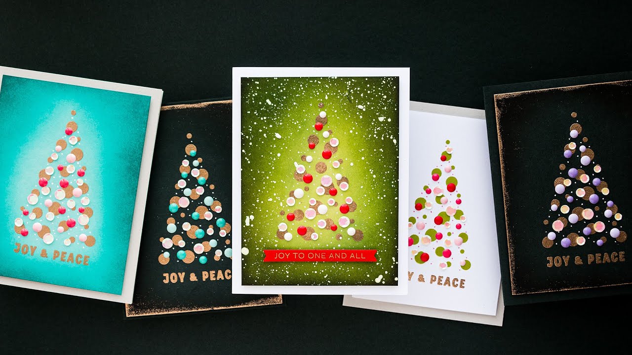Try it! Abstract Tree Stamp with Embellishments for a Gorgeous Christmas Card!
