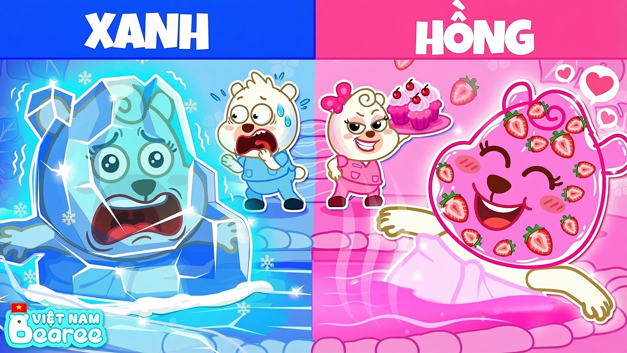 Bearee Làm Mẹ Đóng Băng Trong Thử Thách Spa Xanh VS Hồng | Bài Học Hợp Tác | Hoạt Hình Thiếu Nhi
