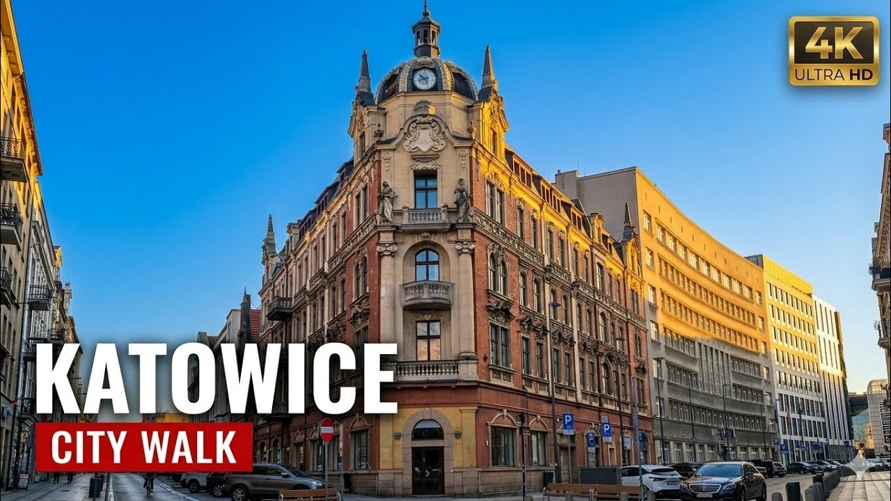 Katowice 4K Walk - Poland City Walking Tour [60fps]