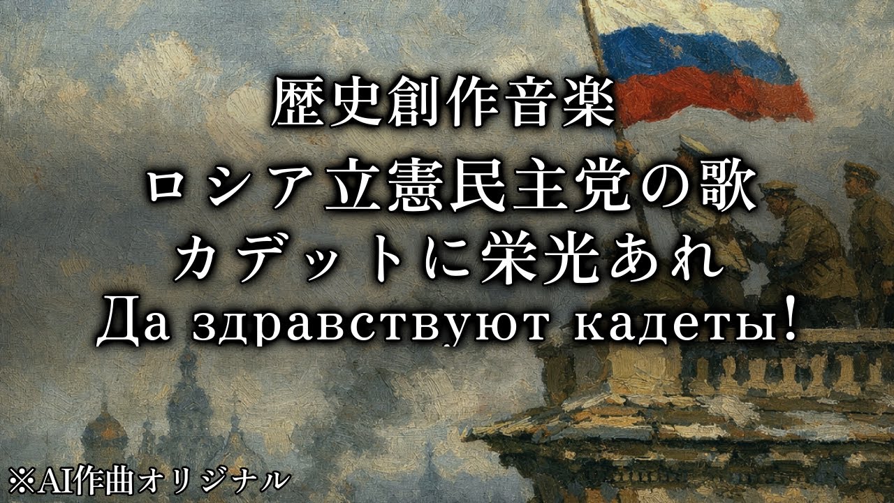 【歴史創作音楽】ロシア立憲民主党の歌「カデットに栄光あれ Да здравствуют кадеты!」。（AI作曲、ロシア語）
