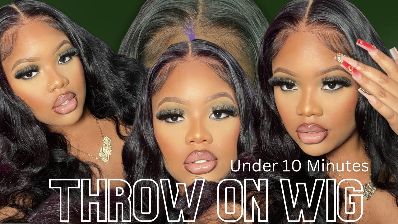 LETS PLAY A GAME | UNDER 10 MINUTE WIG INSTALL 🐉 | GLUELESS BODYWAVE WIG FT. Unice
