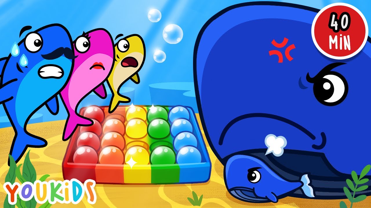 Baby Shark Song | Angry Whale | Popit Version | 40 min Compilation for Kids