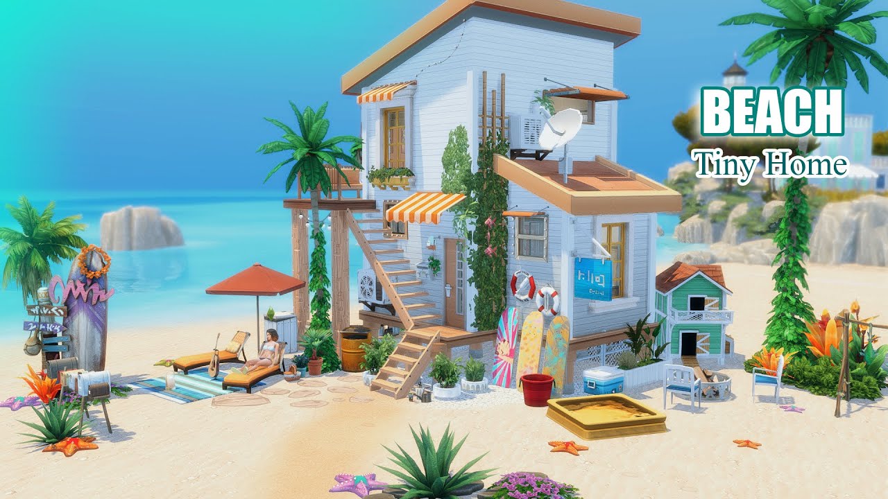 Beach TINY HOME : The Sims 4 Businesses & Hobbies : #sims4build