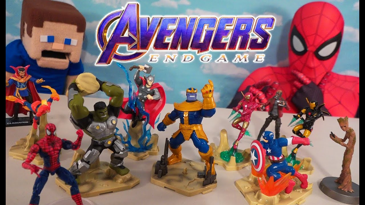 Avengers Zoteki THANOS Movie Battle Scene Figures w/SPIDERMAN! Marvel