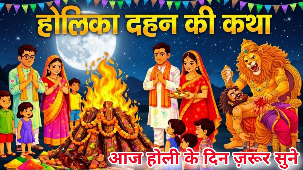 होलिका दहन की कथा | क्यों मनाई जाती है होली? भक्त प्रह्लाद की पौराणिक कहानी 2026 धार्मिककहानी#holi