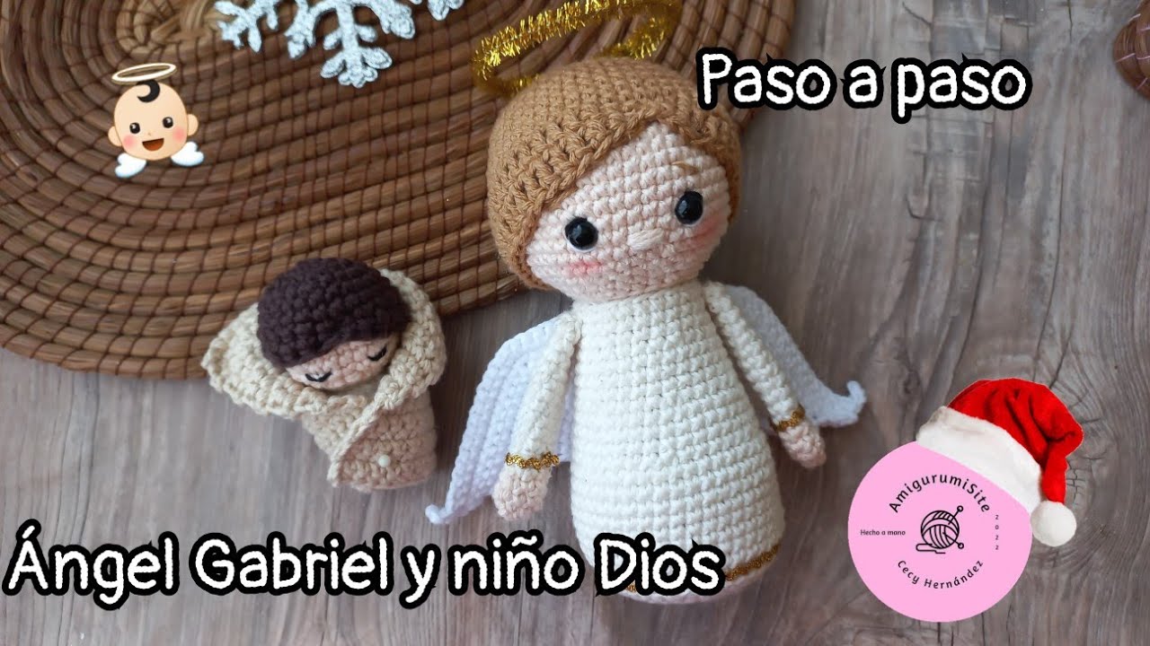 Ángel Gabriel y niño Dios tejido a crochet 👼🏻(Paso a paso)