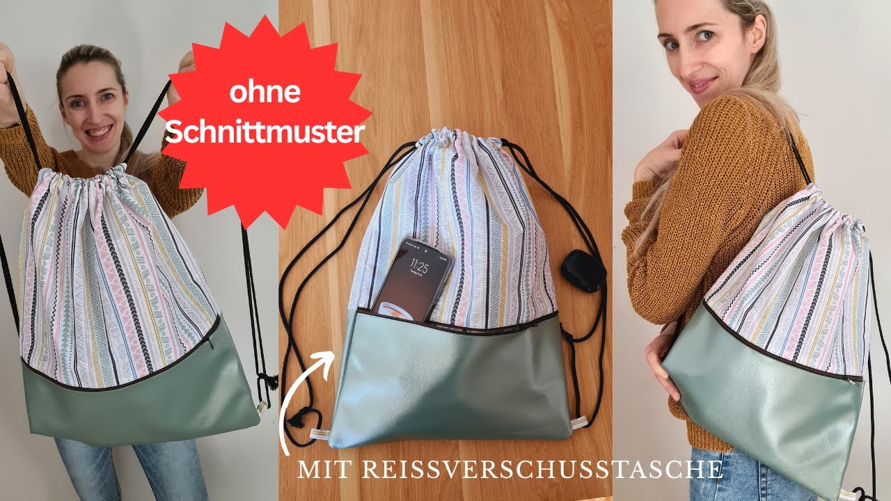 DIY Turnbeutel nähen in 10 Minuten | Einfach & Schnell mit Reißverschlusstasche für Anfänger