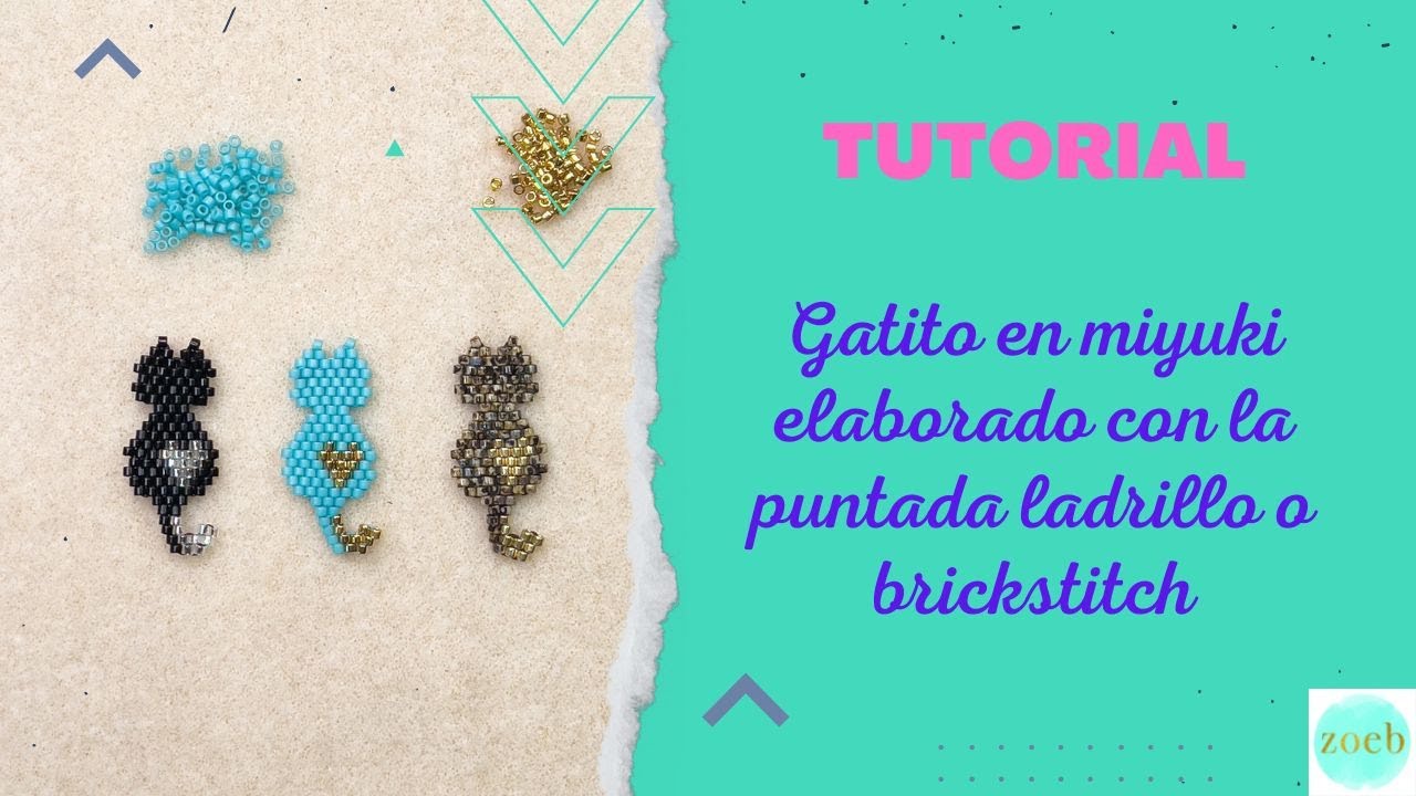 TUTORIAL Gatito en miyuki elaborado con la puntada ladrillo o brickstitch