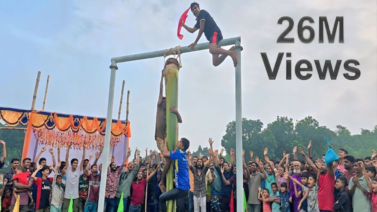 Who can climb the banana tree and claim the prize #kurkuranivillagegame #alamin9930 #algamingfun