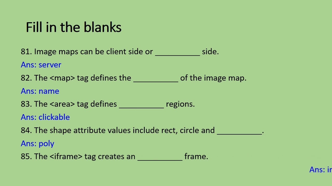 Ch1 Advanced web designing HSC Board online IT exam practice questions part 9