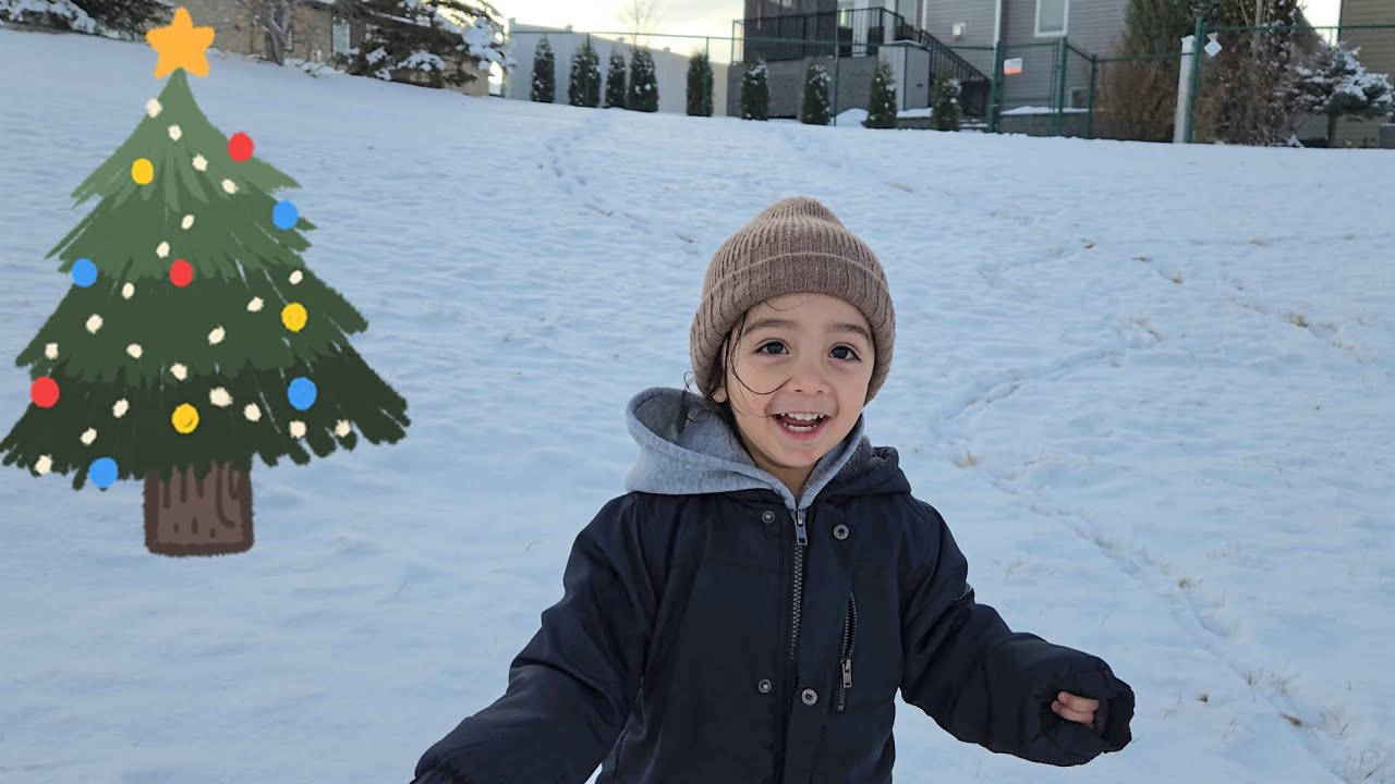 Baby, playing, snow day (winter)