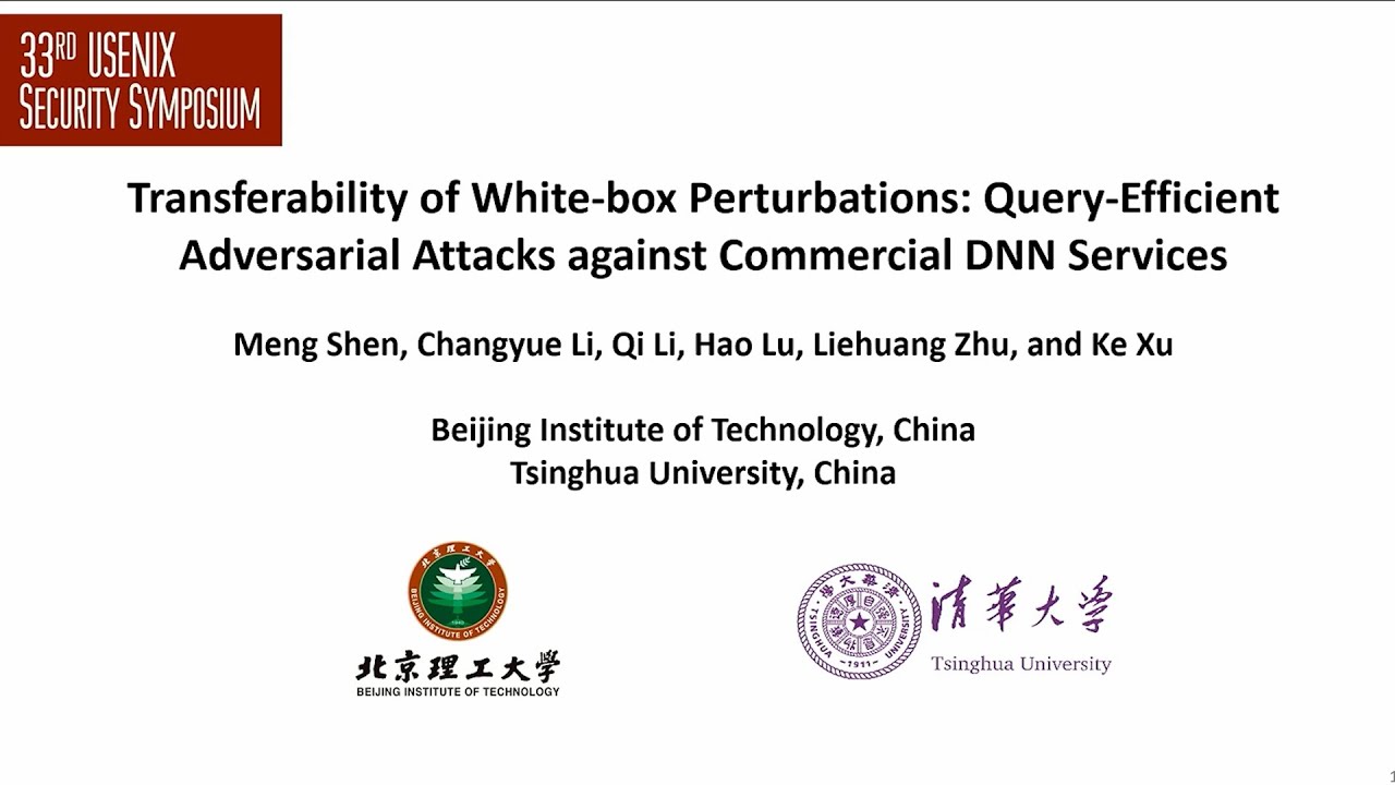 USENIX Security '24 - Transferability of White-box Perturbations: Query-Efficient Adversarial...