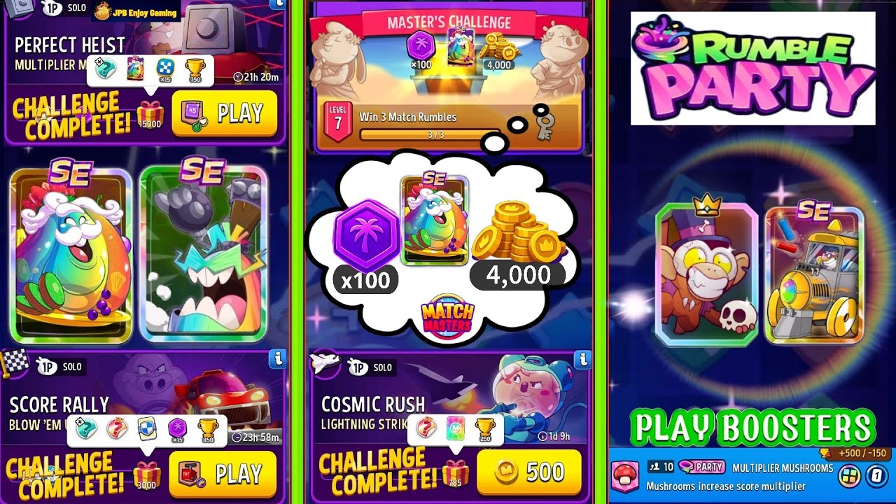 Master's Challenge Complete/3 SOLO+PARTY/ Multiplier Madness/ Lightning Strike/ Blow 'Em Up+Rainbow🌈