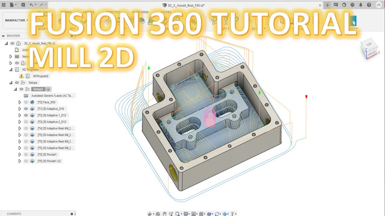 Fusion 360 Tutorial #60 | Mill 2D Toolpath Machining