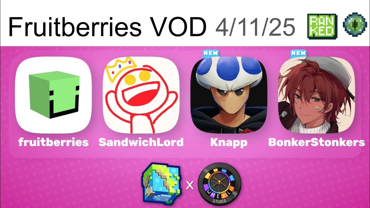 FRUITBERRIES PLAYS BIOME BATTLE x THE WHEEL w/ Sandwichlord, Knapp, & BonkerStonkers [VOD]