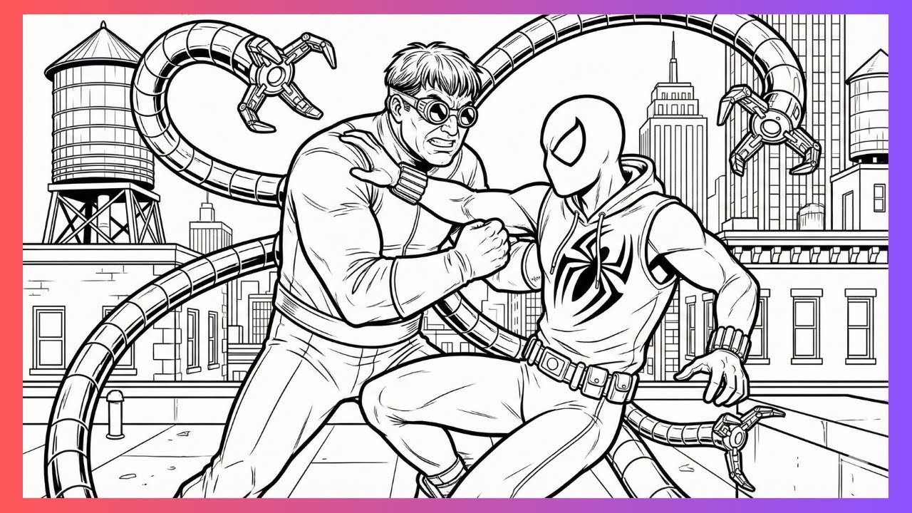 Spider-Man vs Doctor Octopus Coloring 🕷️⚙️ | Epic Battle Scene | Satisfying Coloring
