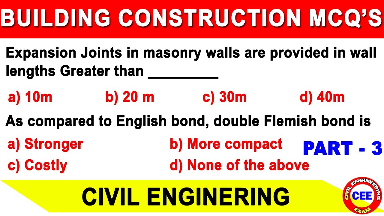 Construction material mcq | MCQ on Building Construction | Building material mcq | GATE | SSC-JE