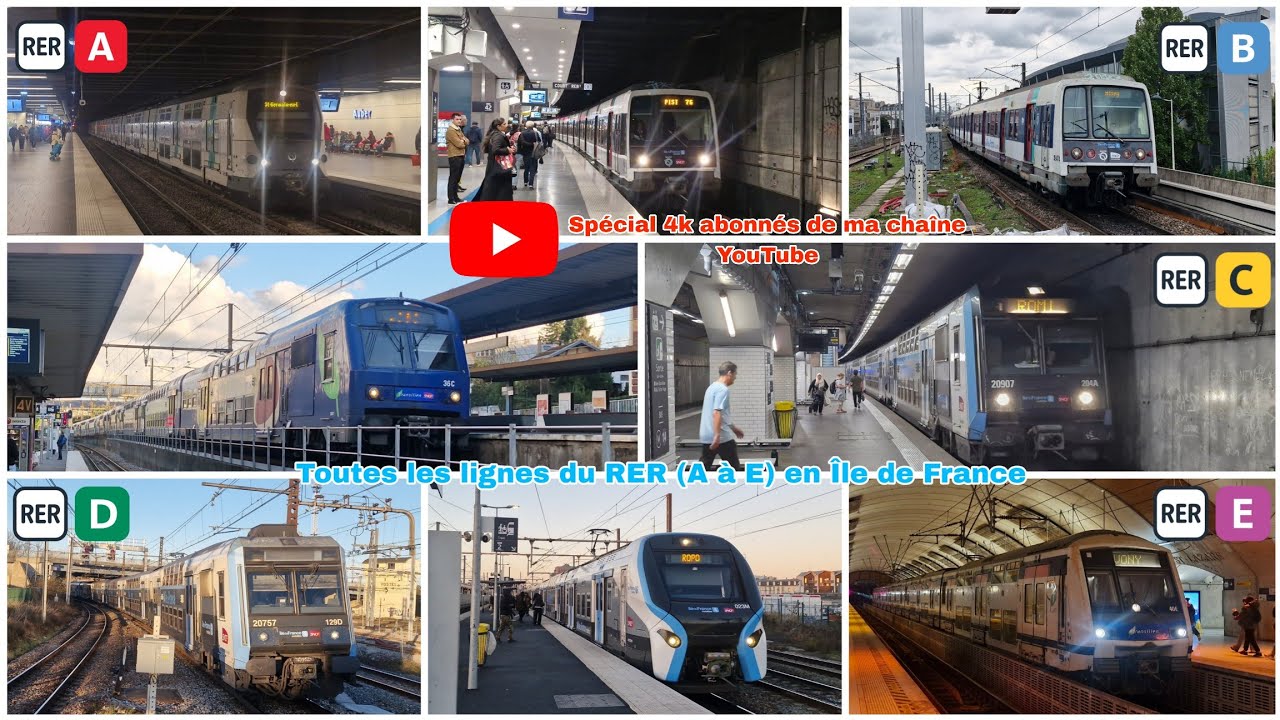 [Spécial 4k abonnés] Toutes les lignes du RER en Île-de-France (A à E) #rer #ratp #sncf #idfm