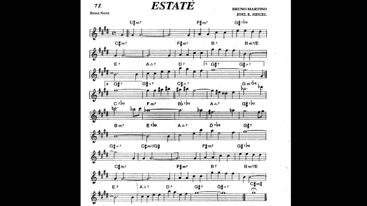 Estaté [Martino] Play along - Backing track (Bb key score trumpet/tenor sax/clarinet)
