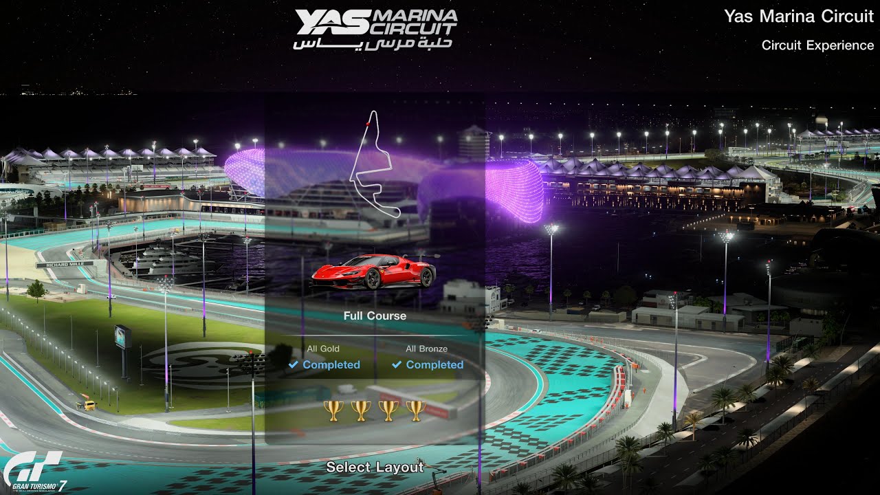 Gran Turismo 7 | Yas Marina Circuit - All Golds Circuit Experience Cr1.200.000 [4K PS5Pro]