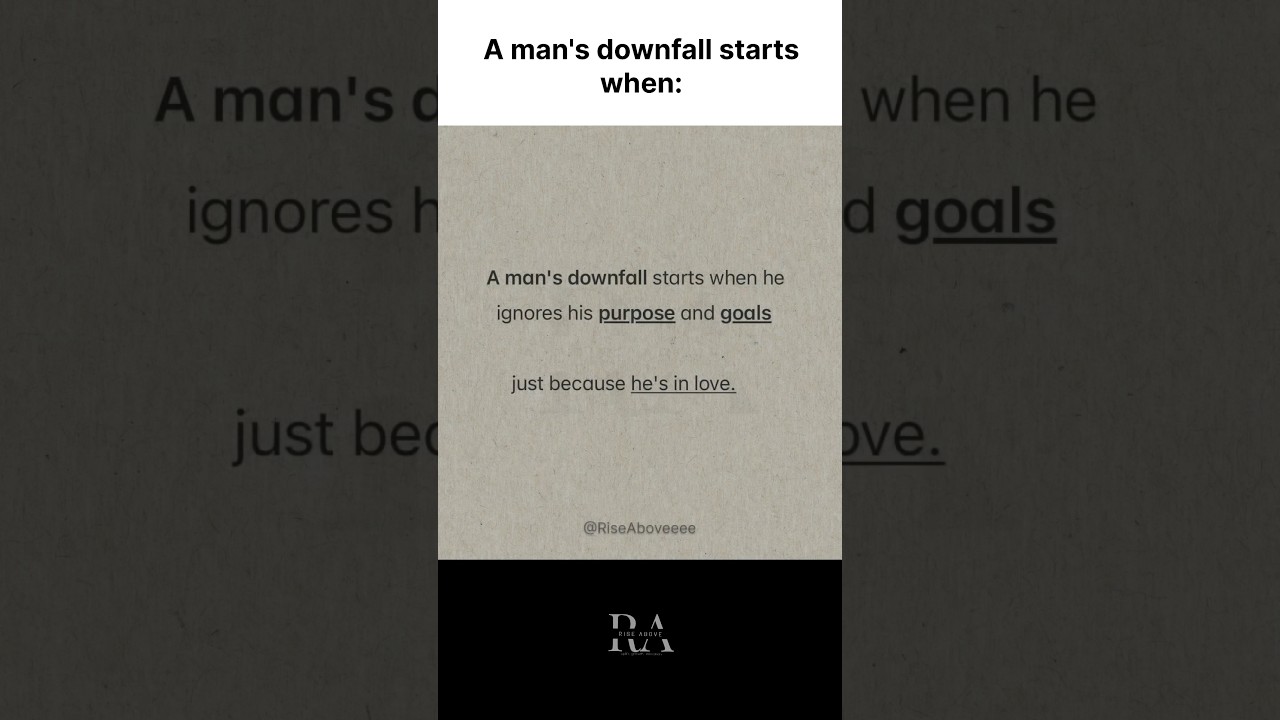 A Man&rsquo;s downfall starts 🗣️#growth #motivation #selfimprovement #quotes #dailymotivation #mindset