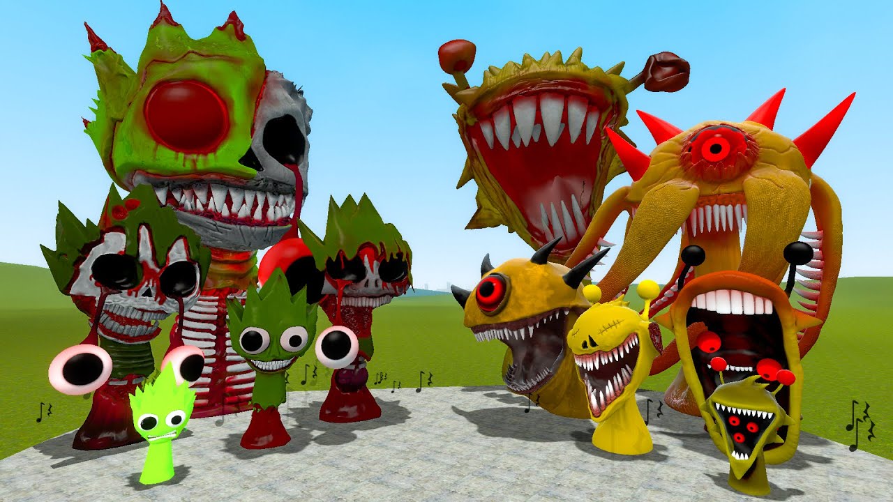 ALL PHASES OF LIME SPRUNKI VS ALL PHASES OF SIMON (YELLOW) SPRUNKI In Garry's Mod!
