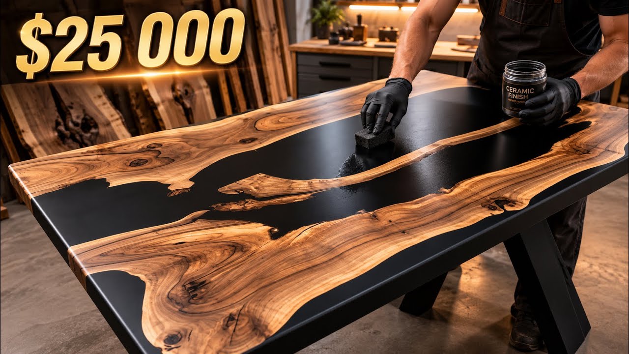 10000$ How to make a table.Walnut and epoxy resin table WOODWORKING